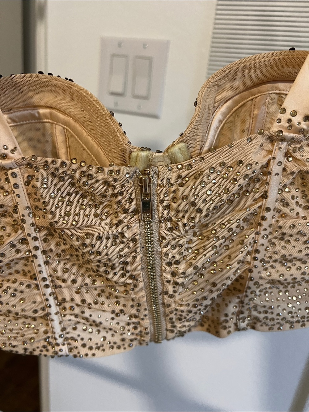 Embellished Light tan Satin Bustier Top Oh Polly - Picture 8 of 10